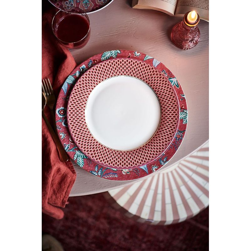 Casa si Gradina - Bucatarie si vesela - Vesela si tacamuri - Farfurii si boluri - Farfurie cina portelan, Festival Flower Red, 26.5 cm - Infinity.ro