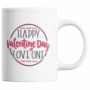 Cana cafea de ziua indragostitilor, cadou inedit, Priti Global, imprimata cu mesajul de dragoste "Valentine's Day fericit, dragostea mea", 300 ml