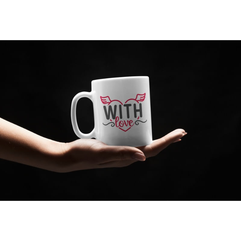 Casa si Gradina/Bucatarie si vesela/Cani si pahare/Cani si cesti - Cana ceramica, cadou inedit pentru ziua Mamei, Priti Global, ziua indragostitilor, "Cu dragoste", 300 ml - Infinity.ro