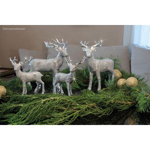 Decoratiune Craciun, ren argintat in picioare, 25x13x29cm