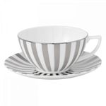 Casa si Gradina - Bucatarie si vesela - Cani si pahare - Cani si cesti - Ceasca si farfurie ceai, portelan Wedgwood, Jasper Conran Platinum Stripe,210ml - Infinity.ro