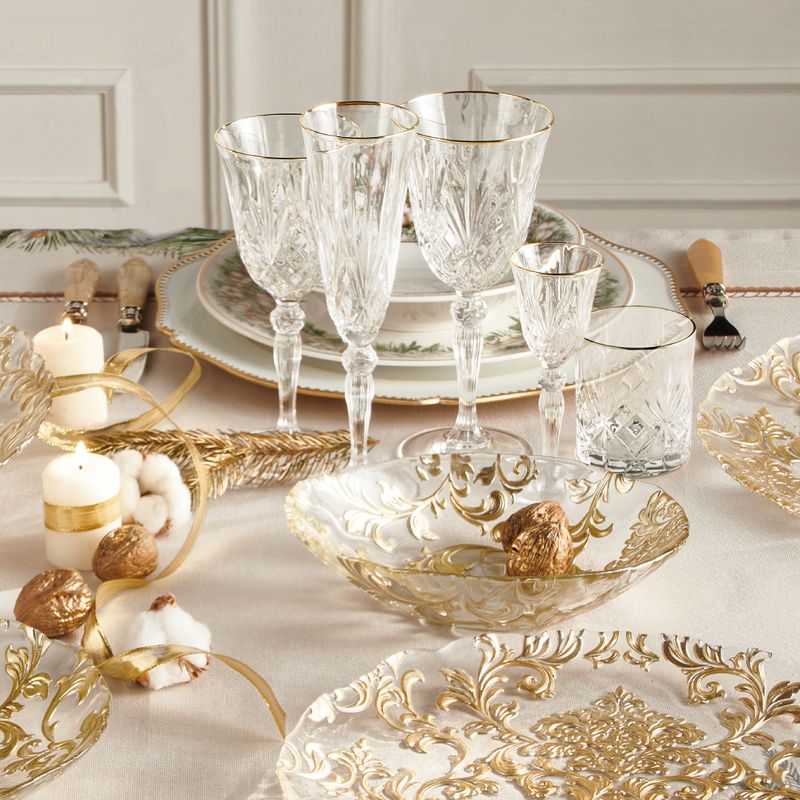 Casa si Gradina - Bucatarie si vesela - Cani si pahare - Pahare - Set 6 pahare pentru whisky, din cristal, Gold & Gold, dim 8x9H - Infinity.ro