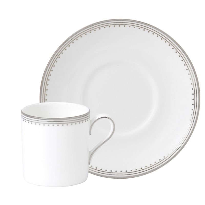 Casa si Gradina - Bucatarie si vesela - Cani si pahare - Cani si cesti - Ceasca si farfurie cafea, portelan Vera Wang Grosgrain, 80ml - Infinity.ro