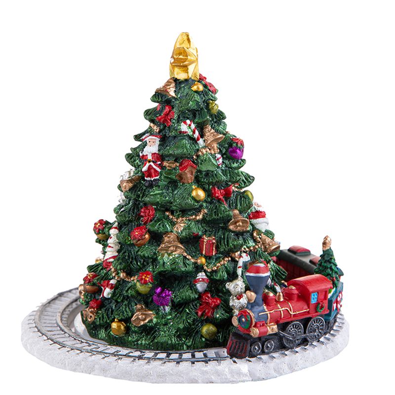 Casa si Gradina - Decoratiuni - Decoratiuni de sezon - Decoratiune Craciun, bradut muzical cu trenulet, D16cm, H 16cm - Infinity.ro