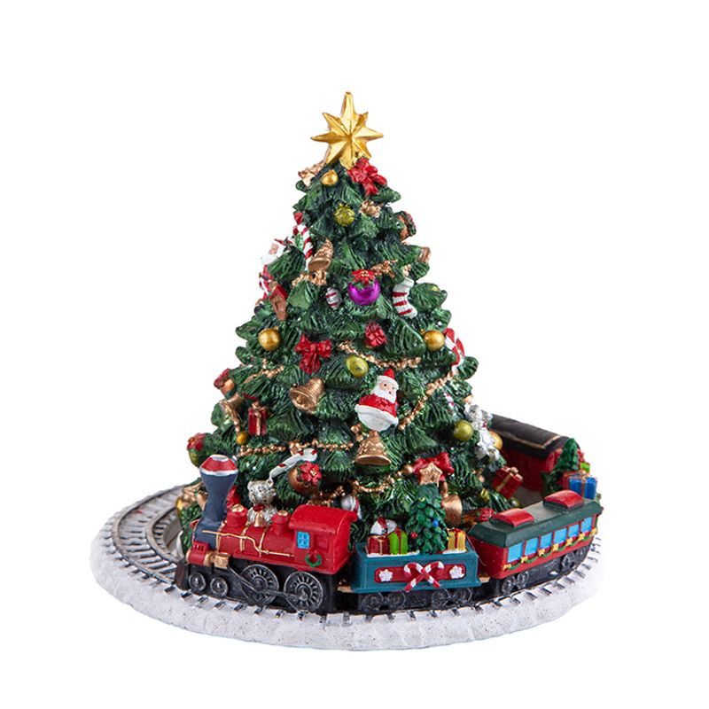 Casa si Gradina - Decoratiuni - Decoratiuni de sezon - Decoratiune Craciun, bradut muzical cu trenulet, D16cm, H 16cm - Infinity.ro