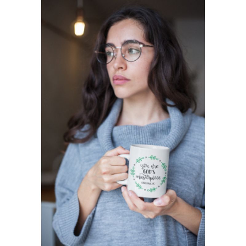 Casa si Gradina/Bucatarie si vesela/Cani si pahare/Cani si cesti - Cana cafea Priti Global, cu mesaj crestin "Noi suntem lucrarea Domnului", Efeseni 2:10, 300 ml - Infinity.ro