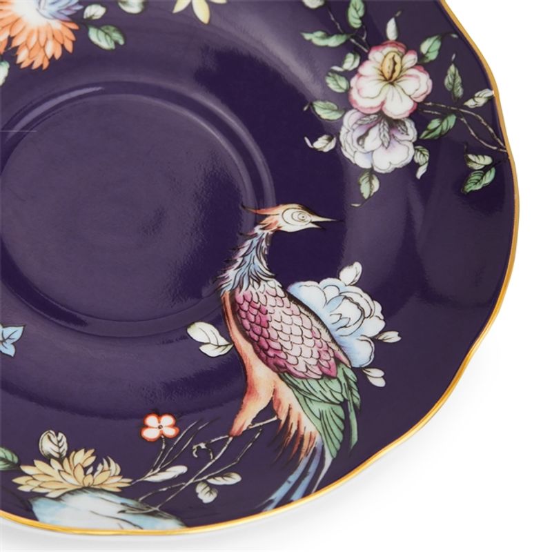 Casa si Gradina - Bucatarie si vesela - Cani si pahare - Cani si cesti - Ceasca si farfurie ceai , portelan, Wonderlust Midnight crane, 150 ml - Infinity.ro