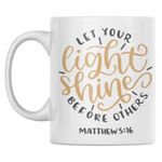Casa si Gradina - Bucatarie si vesela - Cani si pahare - Cani si cesti - Cana cafea inscriptionata cu mesaj din biblie, "Lasa lumina ta sa straluceasca inaintea altora", Matei 5:16, 300 ml - Infinity.ro