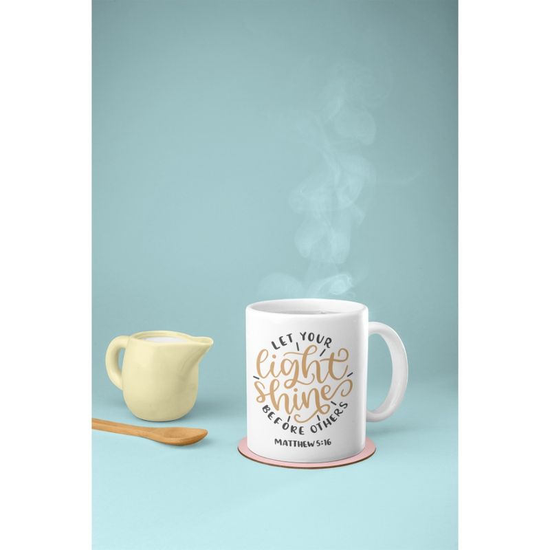 Casa si Gradina - Bucatarie si vesela - Cani si pahare - Cani si cesti - Cana cafea inscriptionata cu mesaj din biblie, "Lasa lumina ta sa straluceasca inaintea altora", Matei 5:16, 300 ml - Infinity.ro