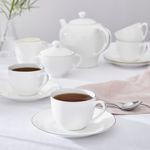 Casa si Gradina - Bucatarie si vesela - Cani si pahare - Cani si cesti - Ceasca cu farfurie ceai, portelan, Serendipity Platinum, 220ml - Infinity.ro