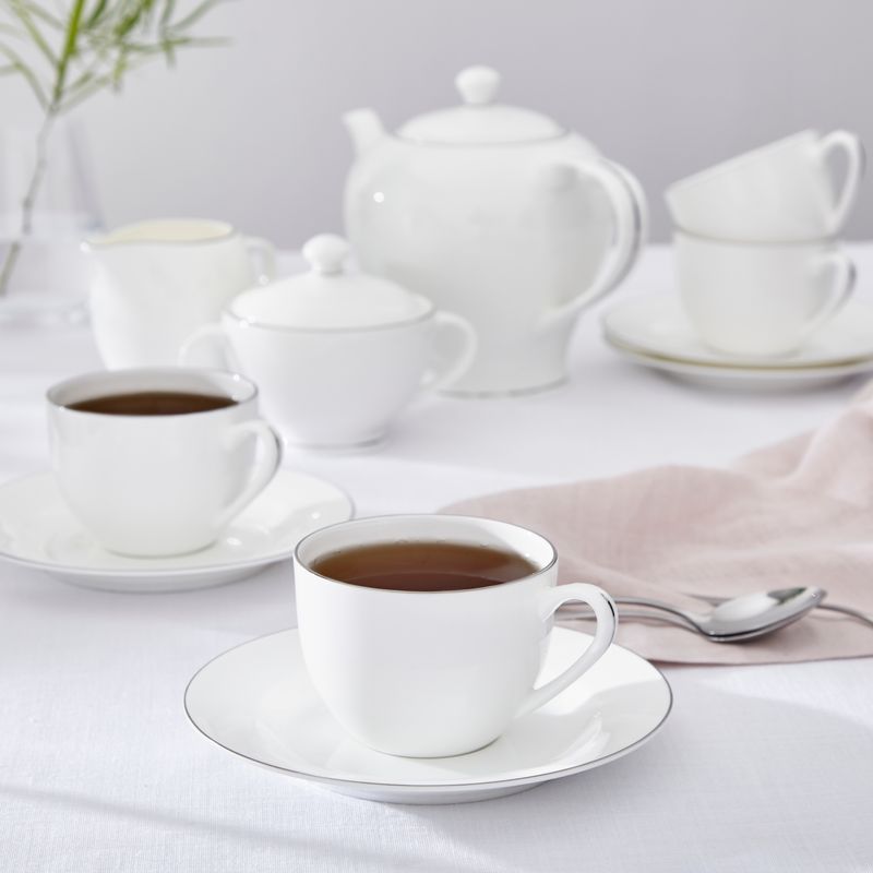 Casa si Gradina - Bucatarie si vesela - Cani si pahare - Cani si cesti - Ceasca cu farfurie ceai, portelan, Serendipity Platinum, 220ml - Infinity.ro