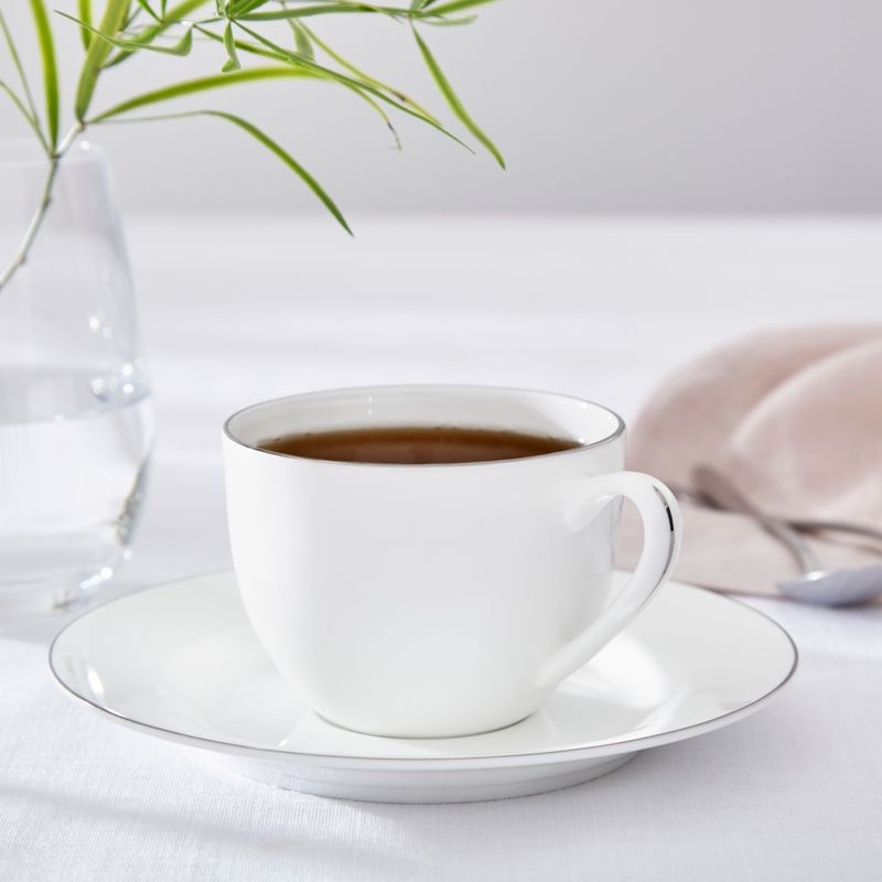 Casa si Gradina - Bucatarie si vesela - Cani si pahare - Cani si cesti - Ceasca cu farfurie ceai, portelan, Serendipity Platinum, 220ml - Infinity.ro