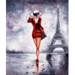 Casa si Gradina - Decoratiuni - Tablouri - Tablou canvas Paris, tanara, rosu, pictura, 90 x 60 cm - Infinity.ro