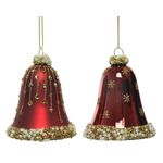 Casa si Gradina - Decoratiuni - Decoratiuni de sezon - Set 2 globuri Craciun, clopotei rosii cu margele aurii, D6.5cm, H8cm - Infinity.ro