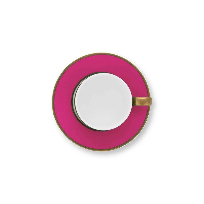Casa si Gradina - Bucatarie si vesela - Cani si pahare - Cani si cesti - Cesca cu farfurie ceai, Chique roz, portelan, 220ml - Infinity.ro