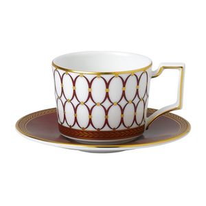 Ceasca si farfurie espresso, portelan Wedgwood, Renaissance Red, 70ml