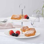 Casa si Gradina - Bucatarie si vesela - Vesela si tacamuri - Vesela pentru servire - Suport etajat 2 nivele, portelan Serendipity white, 25cm, 28cm - Infinity.ro