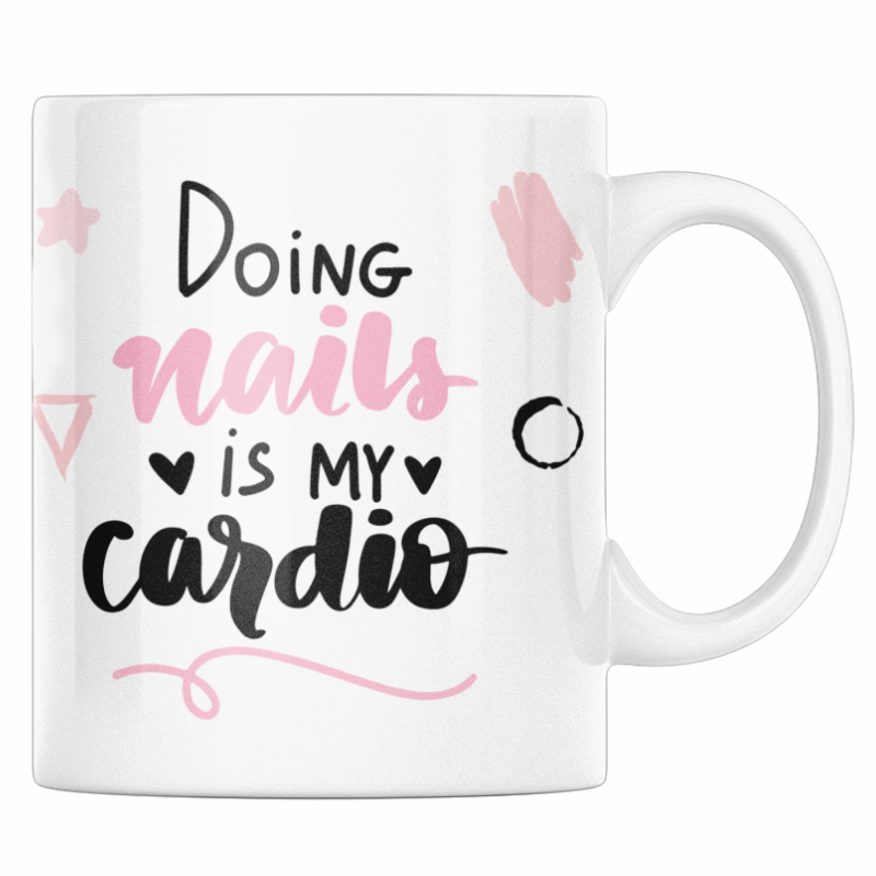 Casa si Gradina/Bucatarie si vesela/Cani si pahare/Cani si cesti - Cana personalizata pentru fete, cadou de ziua ei, Priti Global, Doing nails is my cardio, 330 ml - Infinity.ro