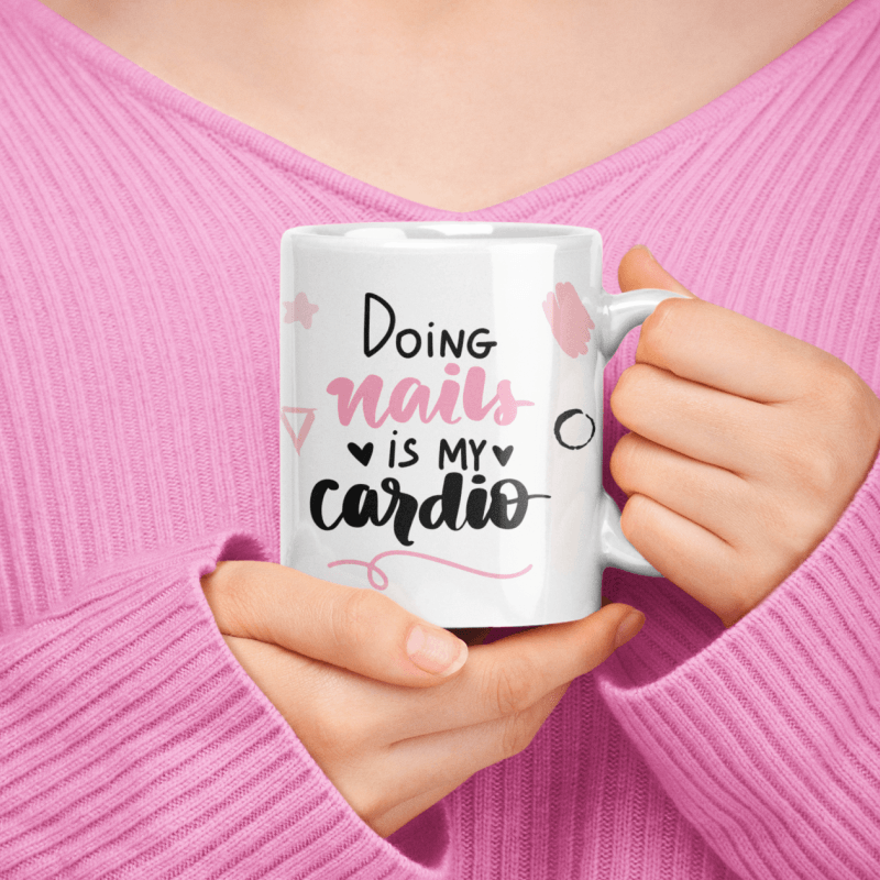 Casa si Gradina/Bucatarie si vesela/Cani si pahare/Cani si cesti - Cana personalizata pentru fete, cadou de ziua ei, Priti Global, Doing nails is my cardio, 330 ml - Infinity.ro
