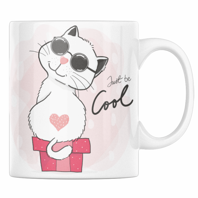 Casa si Gradina - Bucatarie si vesela - Cani si pahare - Cani si cesti - Cana cafea personalizata pentru ea, Priti Global, cu pisicuta cool, 330 ml - Infinity.ro