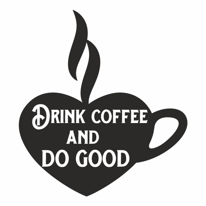 Casa si Gradina - Decoratiuni - Stickere decorative - Autocolant perete bucatarie, cana de cafea in forma de inimioara, Priti Global, drink coffee and do good, negru, 57 x 63 - Infinity.ro