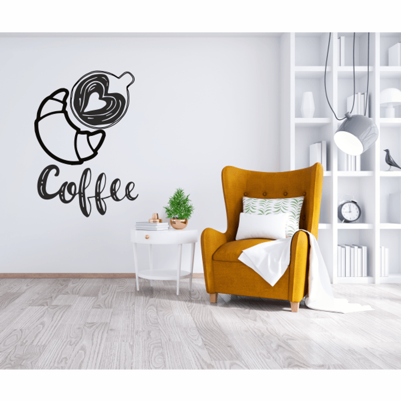 Casa si Gradina - Decoratiuni - Stickere decorative - Sticker perete, pentru frigider, bucatarie, Priti Global, coffee, corn cu unt si cana de cafea, negru, 50 x 70 - Infinity.ro