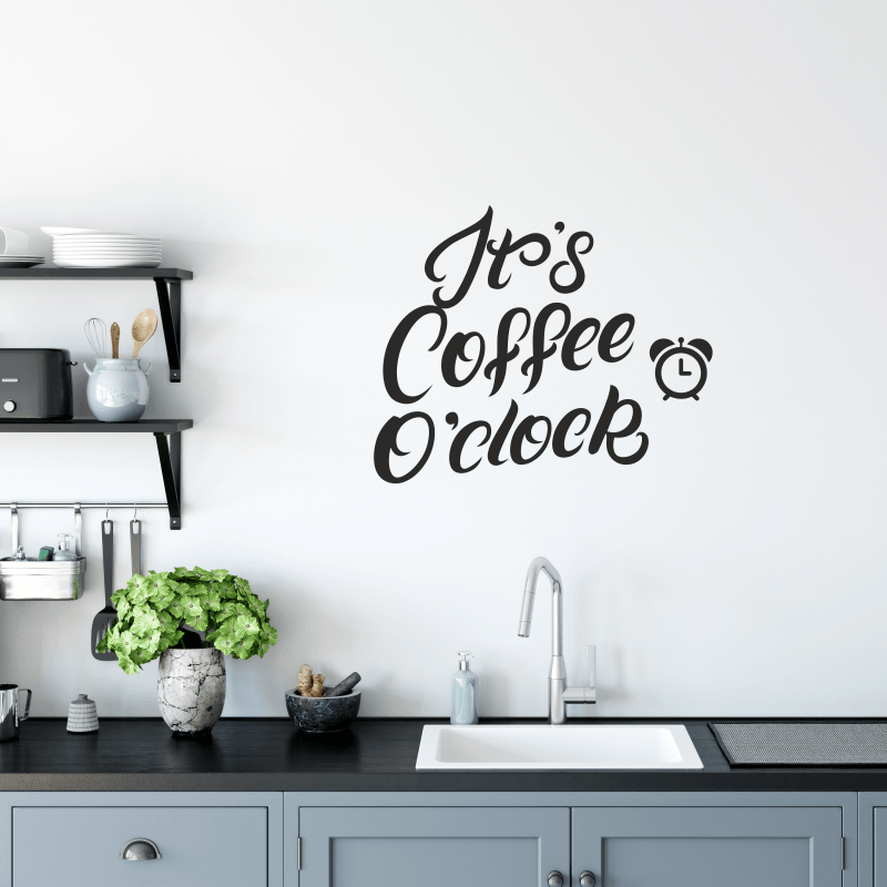 Casa si Gradina - Decoratiuni - Stickere decorative - Sticker cafenea, decorativ, Priti Global, it's coffee o'clock, negru, 57 x 70 - Infinity.ro