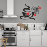 Casa si Gradina - Decoratiuni - Stickere decorative - Sticker pentru bucatarie, decorativ, Priti Global, fresh coffee, ceasca de cafea, negru-rosu, 57 x 71 - Infinity.ro