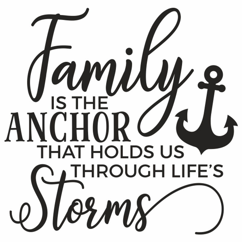 Casa si Gradina - Decoratiuni - Stickere decorative - Sticker perete, Family is the anchor that holds us through life's Storms, Priti Global, mesaj pentru familie, ancora, negru, 57 x 59 - Infinity.ro