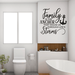 Casa si Gradina - Decoratiuni - Stickere decorative - Sticker perete, Family is the anchor that holds us through life's Storms, Priti Global, mesaj pentru familie, ancora, negru, 57 x 59 - Infinity.ro