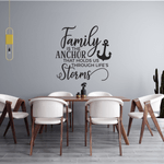 Casa si Gradina - Decoratiuni - Stickere decorative - Sticker perete, Family is the anchor that holds us through life's Storms, Priti Global, mesaj pentru familie, ancora, negru, 57 x 59 - Infinity.ro