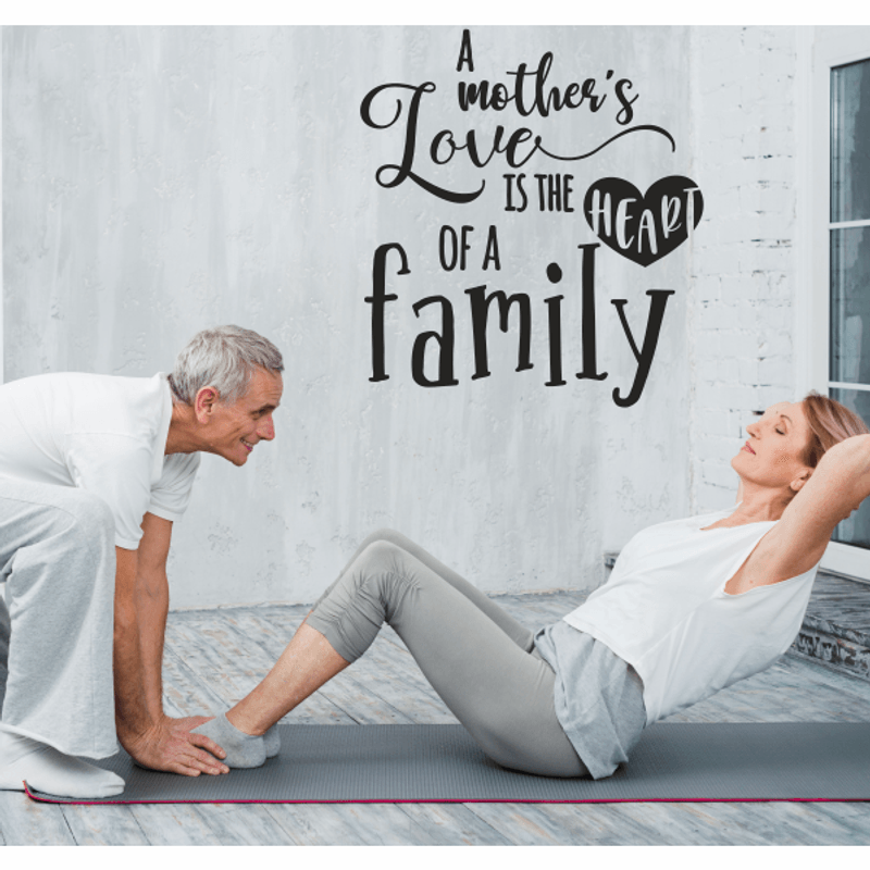 Casa si Gradina - Decoratiuni - Stickere decorative - Sticker decorativ perete, cadou de ziua mamei, pentru familie, Priti Global, A mother's Love is the Heart of a family, negru, 57 x 62 - Infinity.ro