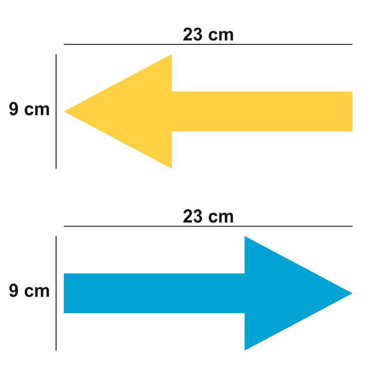 Carti si Birotica - Papetarie - Afise si stickere - Set 10 sageti indicatoare Covid-19, pentru semnalizarea directiei, podea sau perete, Galben/Albastru, 9 x 23 - Infinity.ro