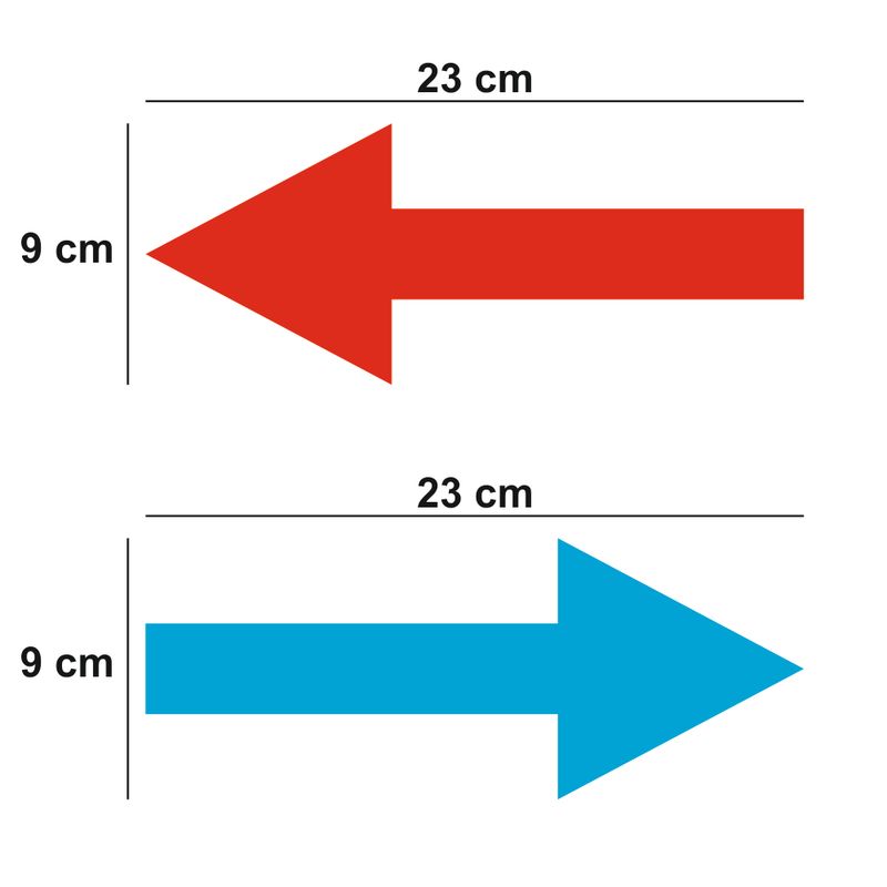 Carti si Birotica - Papetarie - Afise si stickere - Set 10 sageti indicatoare Covid-19, pentru semnalizarea directiei, podea sau perete, Albastru/Rosu, 9 x 23 - Infinity.ro