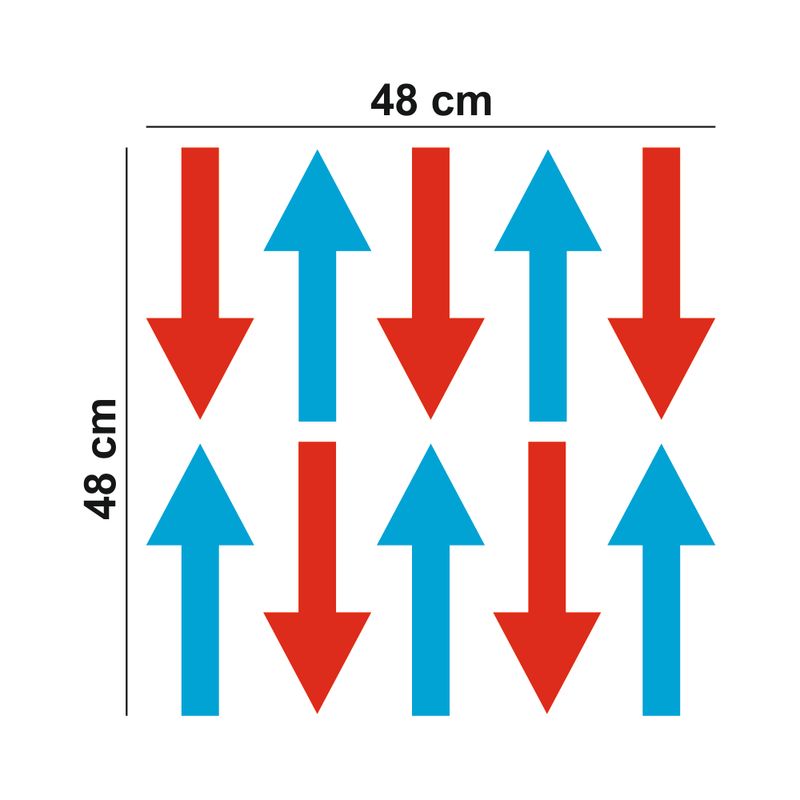 Carti si Birotica - Papetarie - Afise si stickere - Set 10 sageti indicatoare Covid-19, pentru semnalizarea directiei, podea sau perete, Albastru/Rosu, 9 x 23 - Infinity.ro