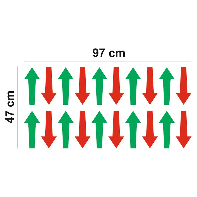 Carti si Birotica - Papetarie - Afise si stickere - Set 20 sageti indicatoare Covid-19, pentru semnalizarea directiei, podea sau perete, Verde/Rosu, 9 x 22 - Infinity.ro