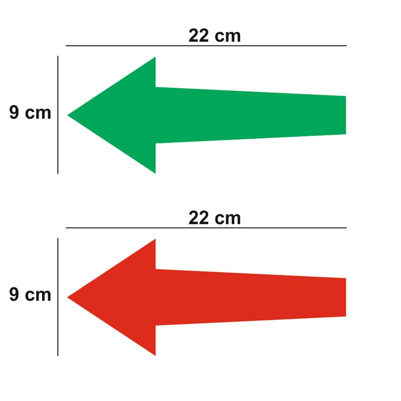 Carti si Birotica - Papetarie - Afise si stickere - Set 20 sageti indicatoare Covid-19, pentru semnalizarea directiei, podea sau perete, Verde/Rosu, 9 x 22 - Infinity.ro