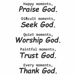 Casa si Gradina - Decoratiuni - Stickere decorative - Sticker cu mesaj de incurajare crestin, Priti Global, happy moments - praise God, every moments - thank God, negru, 119 x 74 - Infinity.ro