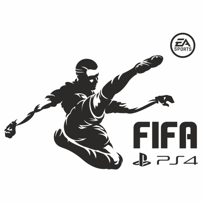 Casa si Gradina - Decoratiuni - Stickere decorative - Sticker perete, Priti Global, cu fotbalist care suteaza, EA SPORTS, Fifa, ps4, playstation 4, negru, 119 x 84 - Infinity.ro