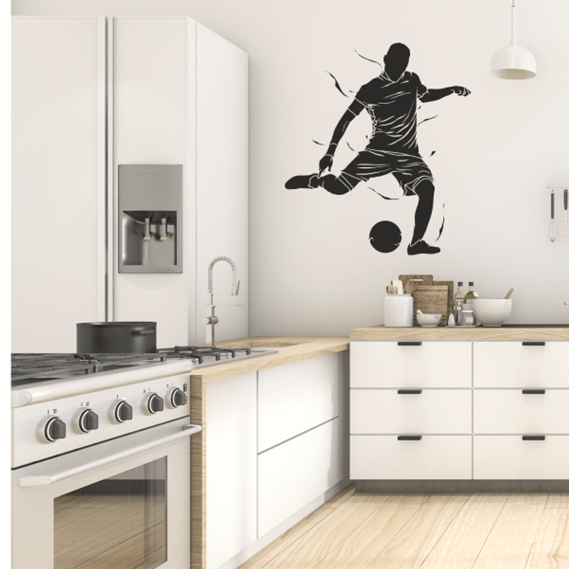 Casa si Gradina - Decoratiuni - Stickere decorative - Sticker cu fotbalist si minge, pentru camera copilului, living, negru, 67 x 65 - Infinity.ro