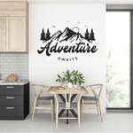 Casa si Gradina - Decoratiuni - Stickere decorative - Sticker decorativ travel, adventure awaits, abtibild pentru perete, bucatarie, negru, 57 x 86 - Infinity.ro