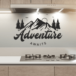 Casa si Gradina - Decoratiuni - Stickere decorative - Sticker decorativ travel, adventure awaits, abtibild pentru perete, bucatarie, negru, 57 x 86 - Infinity.ro