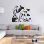 Casa si Gradina - Decoratiuni - Stickere decorative - Sticker pentru perete, cu animale de companie, caine, papagal, vultur, rata, pisica, negru, 57 x 67 - Infinity.ro