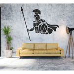 Casa si Gradina - Decoratiuni - Stickere decorative - Sticker pentru perete cu gladiator cu sulita si scut, negru, 57 x 61 - Infinity.ro