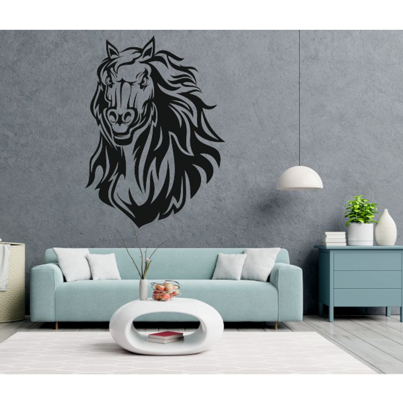 Casa si Gradina - Decoratiuni - Stickere decorative - Sticker decorativ, cal cu par valvoi, negru, 57 x 77 - Infinity.ro