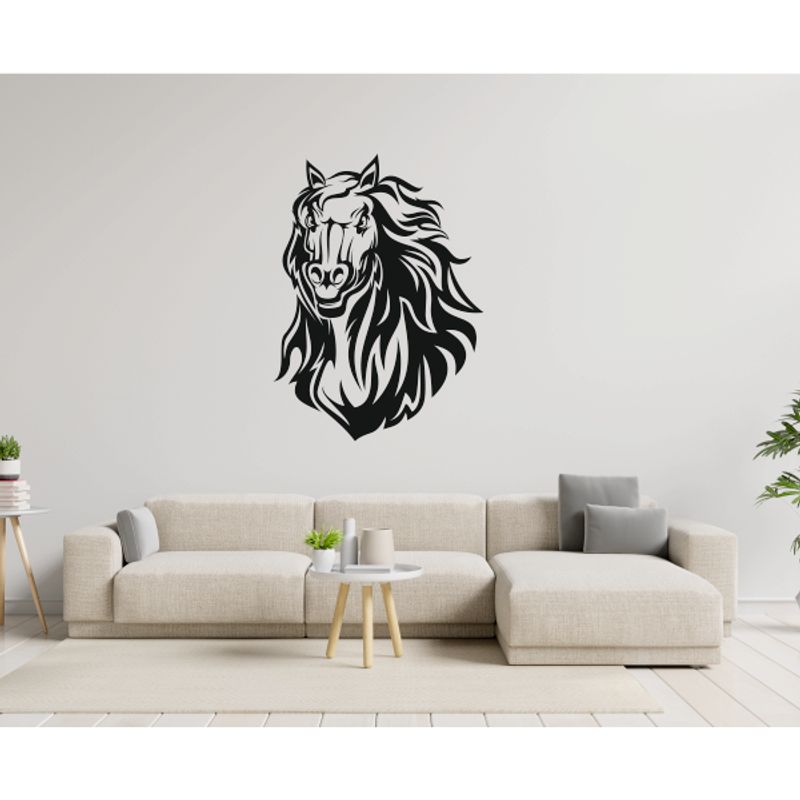 Casa si Gradina - Decoratiuni - Stickere decorative - Sticker decorativ, cal cu par valvoi, negru, 57 x 77 - Infinity.ro