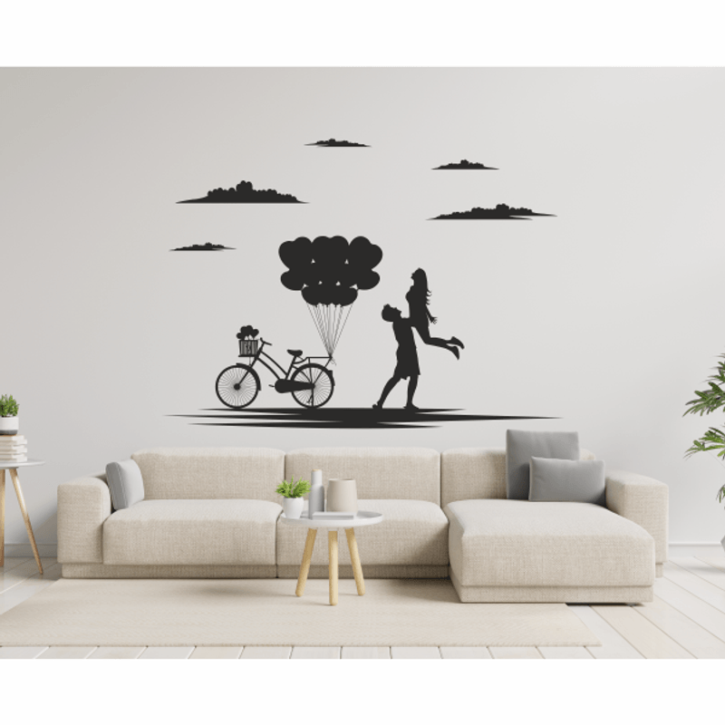 Casa si Gradina - Decoratiuni - Stickere decorative - Sticker pentru ziua indragostitilor, cuplu, decorativ, negru, 117 x 84 - Infinity.ro