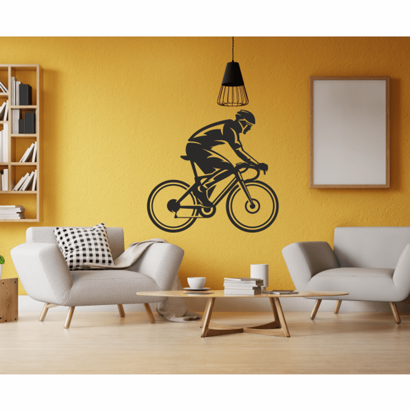 Casa si Gradina - Decoratiuni - Stickere decorative - Sticker cu biciclist, decorativ, negru, 57 x 61 - Infinity.ro