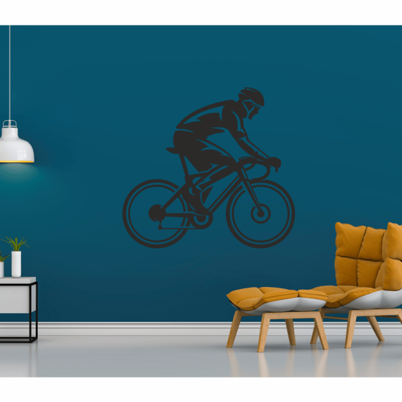 Casa si Gradina - Decoratiuni - Stickere decorative - Sticker cu biciclist, decorativ, negru, 57 x 61 - Infinity.ro