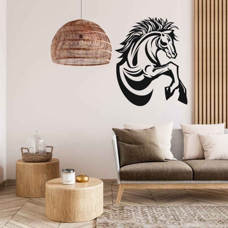 Casa si Gradina - Decoratiuni - Stickere decorative - Sticker pentru perete, cu cal, negru, 57 x 70 - Infinity.ro